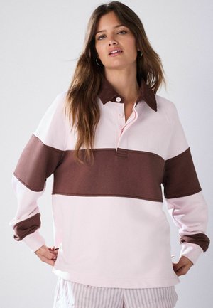 Next, REGULAR FIT - CORDUROY COLLAR STRIPED RUGBY SHIRT - Polo shirt - pink brown