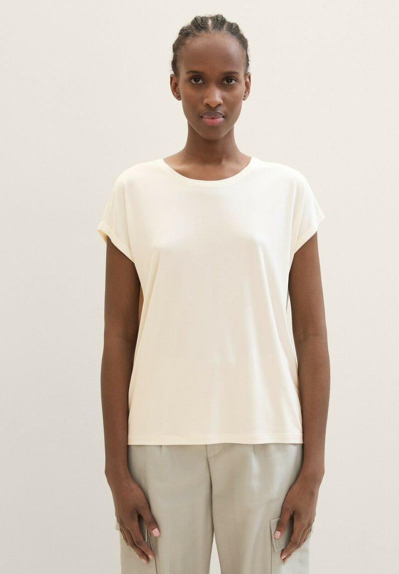 TOM TAILOR DENIM FLUENT TEE - Jednoduché tričko - off white