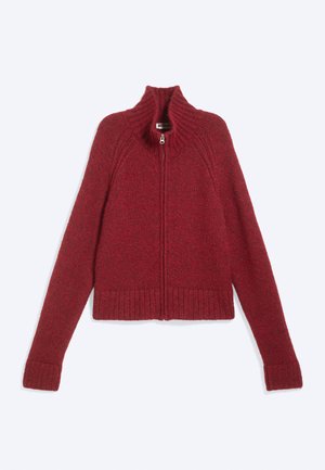 Weekday, FITTED ZIP CARDIGAN - Vest - dark red