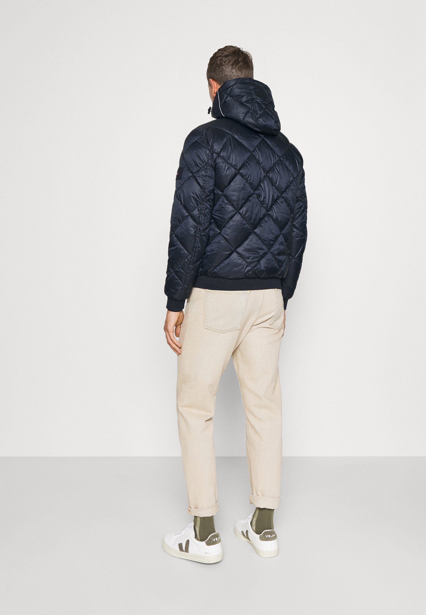 quilted jacket with hood