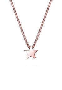 Collier chaîne en or rose avec un pendentif étoile à cinq branches poli, centré sur un fond blanc.