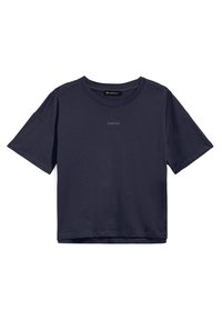 T-shirt a maniche corte di un blu navy scuro, realizzato in morbido cotone. Presenta un collo a giro e un sottile logo "FREDDY" al centro. Vestibilità rilassata.