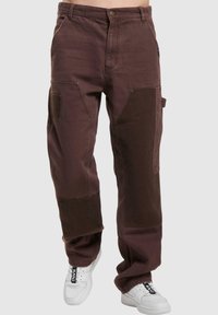 Karl Kani - OG WASHED PATCHWORK CARPENTER  - Relaxed fit -farkut - brown taupe Pienoiskuva 1