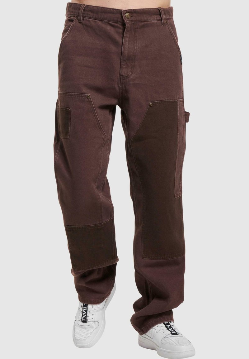 Karl Kani - OG WASHED PATCHWORK CARPENTER  - Relaxed fit -farkut - brown taupe, Suurenna