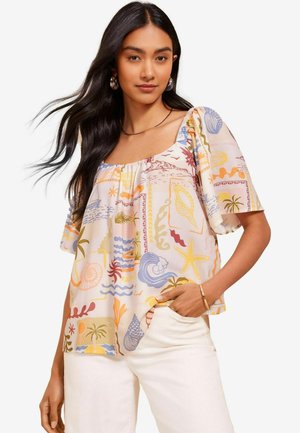 Friends Like These BARDOT NECK FLUTTER SLEEVE - REGULAR FIT - Blúz - white postcard print
