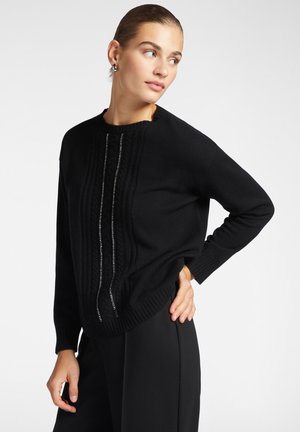 CON INTRECCI E APPLICAZIONI - Maglione - nero