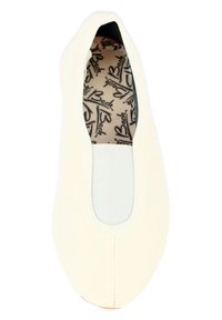 Cremefarbene Ballerinas mit runder Zehenpartie und elastischem Einstieg. Mit gefüttertem Stoff in gemustertem Design und flexibler Sohle. Weiches, glattes Material.