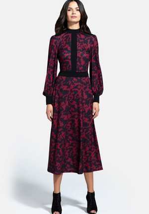 PANELLED MIDI  - Jersey dress - camouflage print burgundy