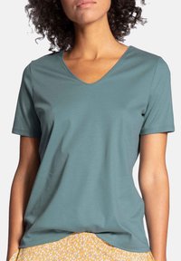 Calida KURZARM- V-NECK - Pyjama top - eucalyptus