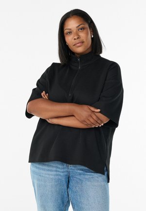 KURZÄRMELIGES MIT HOHEM KRAGEN - T-Shirt basic - black