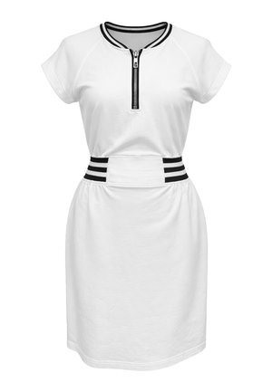 REGINA FASHION, REGINA FASHION ZIP FRONT CONTRAST WAIST MIDI DRESS - Shift dress - ecru
