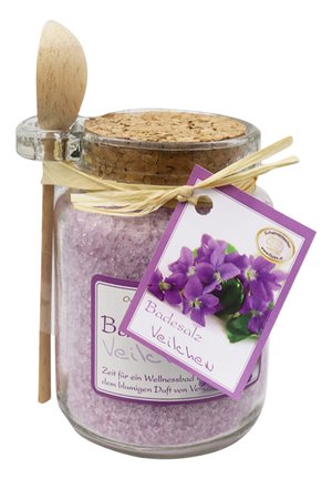 BADESALZ VEILCHEN GLAS MIT HOLZLÖFFEL 300 G - Bubble bath & soak