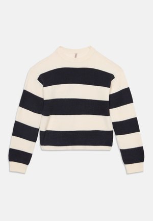 ONLY GIRLS, KOGFRANCA LIFE SHORT STRIPE - Striktrøje - cloud dancer/night sky