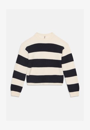 ONLY GIRLS, KOGFRANCA LIFE SHORT STRIPE - Maglione - cloud dancer/night sky