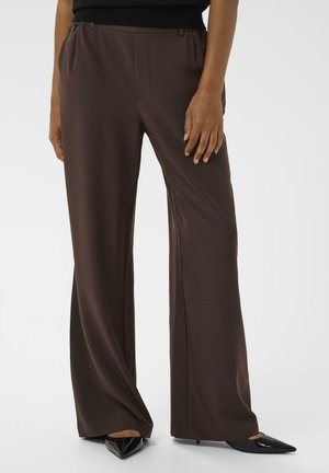BEATRICE WIDE - Trousers - seal brown