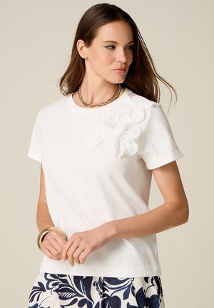Oltre, T-SHIRT CON APPLICAZIONE FLOREALE - T-shirt imprimé - bianco