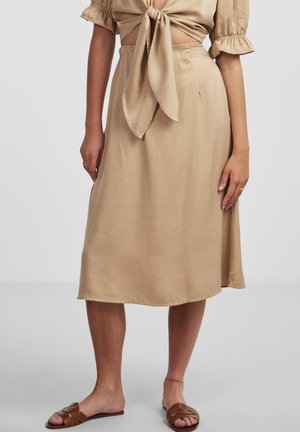PCLORELEI HW MIDI  - Falda acampanada - beige