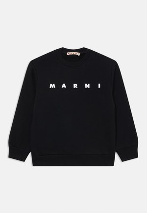 Sweatshirt noir en coton, avec un col rond et des manches longues. Logo "MARNI" blanc affiché sur la poitrine.