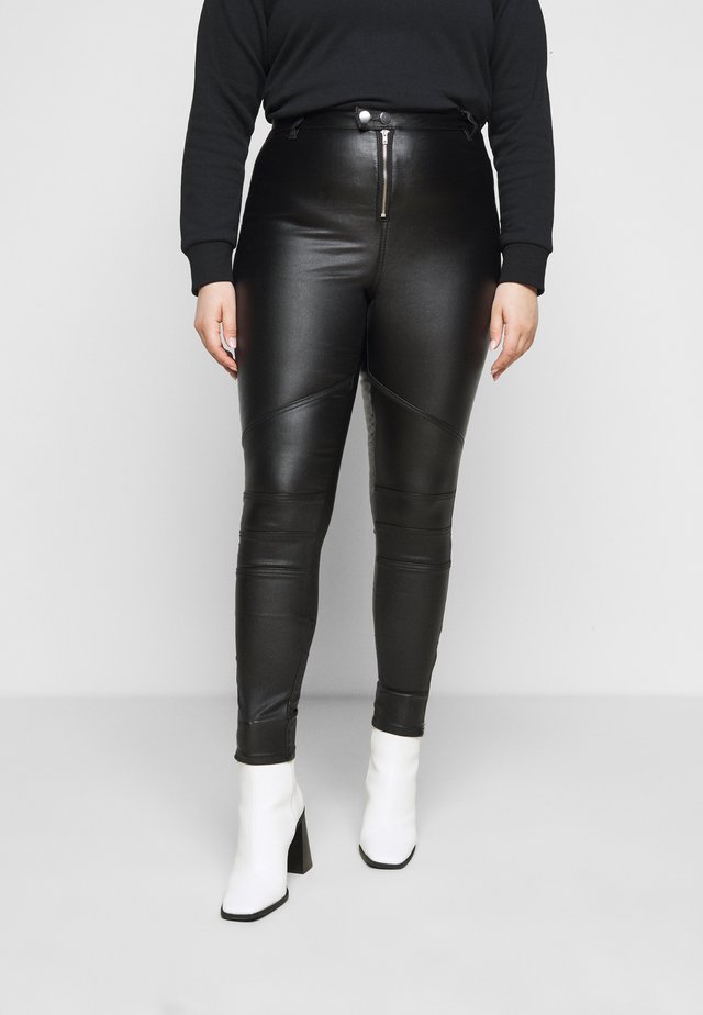VICE DOUBLE POPPER COATED BIKER - Jeansy Skinny Fit - black