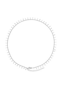 Collana in argento con un design delicato, caratterizzata da accenti a forma di foglia piatta equidistanti lungo tutta la lunghezza, fissata con un moschettone.