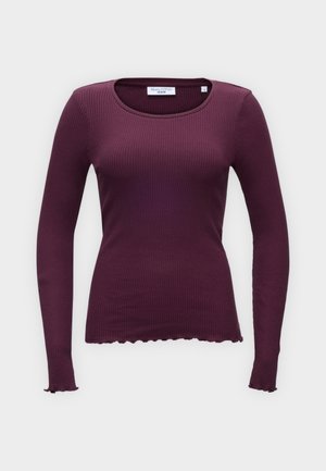 Marc O'Polo DENIM, T-SHIRT, LSL, ROUND NECK, RUFFLES AT HEM - Langærmet T-shirt - mahagony jam
