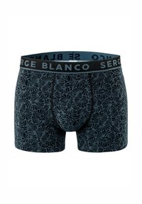 Caleçons boxers en marine foncé avec un motif floral, en coton doux, taille élastique avec le logo "Sergio Blanco" et coutures contrastées.