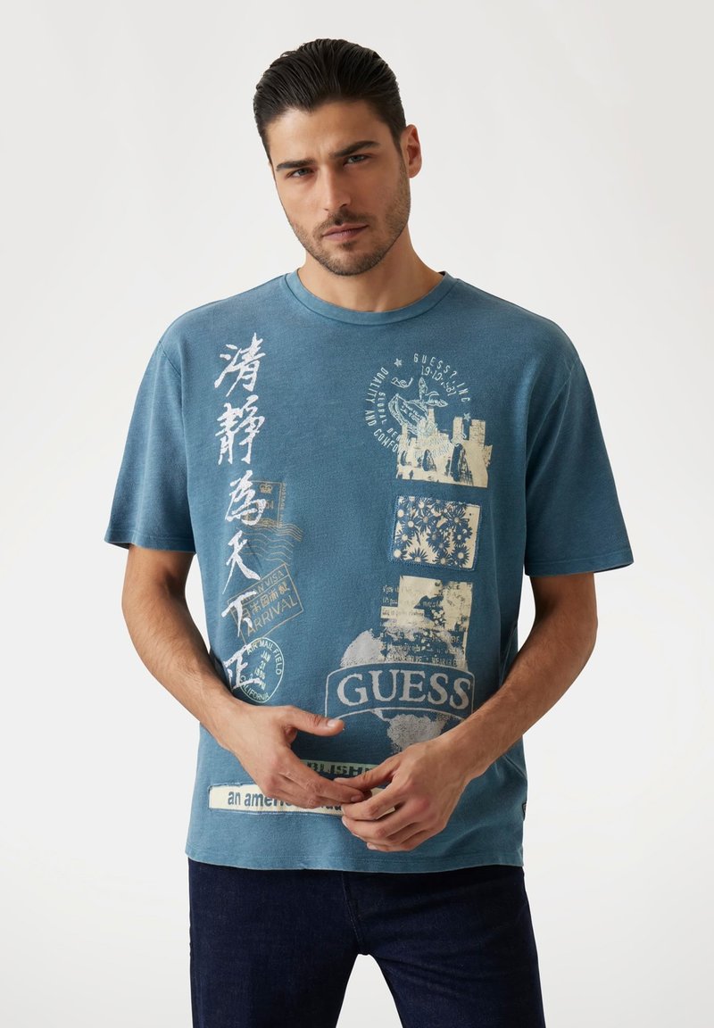 Guess FRONT - Camiseta estampada - blau