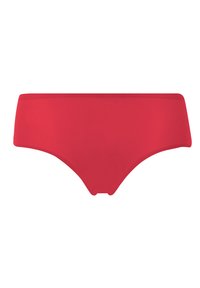 Crvene, glatke tkanine hipster gaćice s modernim dizajnom. Imaju srednji struk i bešavne rubove radi udobnosti.