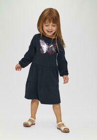 s.Oliver LONGUEUR MIDI À SEQUINS RÉVERSIBLES - Jerseyjurk - navy