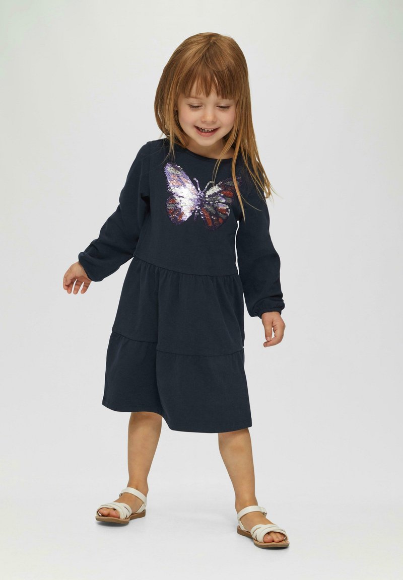 s.Oliver LONGUEUR MIDI À SEQUINS RÉVERSIBLES - Jerseyjurk - navy