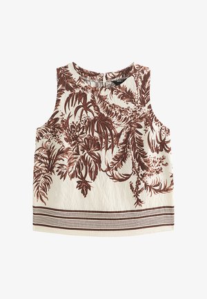 New Look, CRINKLE TEXTURE PALM BORDER PRINT SHELL TOP - Blouse - brown pattern