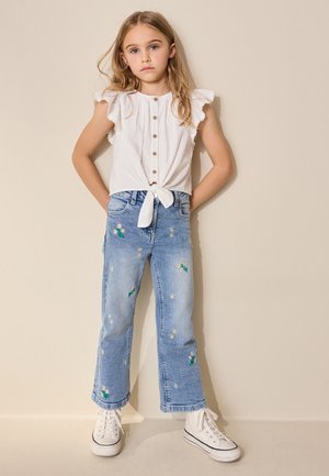 Next REGULAR FIT - FLORAL EMBROIDERED FLARE  - Zvonové džínsy - mid wash