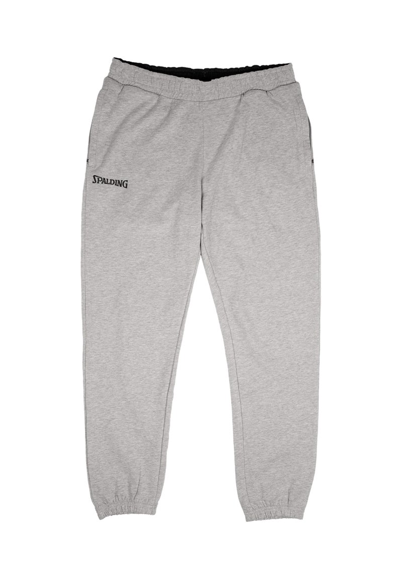Graue Sweatpants aus weichem Stoff, mit schmal zulaufendem Design, elastischem Bund und Seitentaschen. "SPALDING"-Logo auf der linken Hüfte.