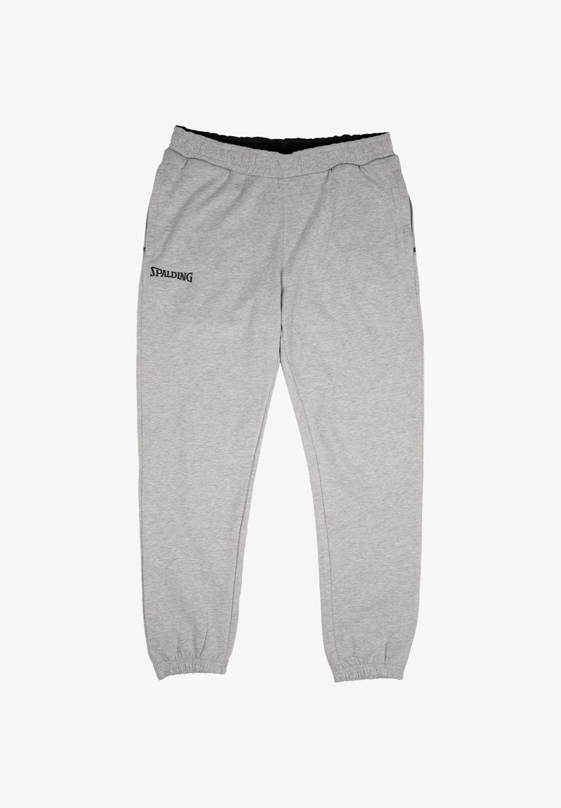 Graue Sweatpants aus weichem Stoff, mit schmal zulaufendem Design, elastischem Bund und Seitentaschen. "SPALDING"-Logo auf der linken Hüfte.