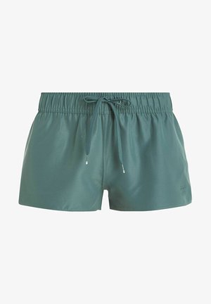 Kratke kupaće gaće u prigušenom turskom plavom, izrađene od glatkog, laganog materijala. Sadrže elastičan pojas s vezicom i detalj s logom.