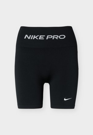 Shorts de sport Nike Pro noirs ajustés avec une taille haute et le logo Nike blanc sur la cuisse gauche.