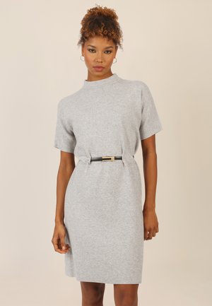 WITH GÜRTEL - Strickkleid - graumeliert