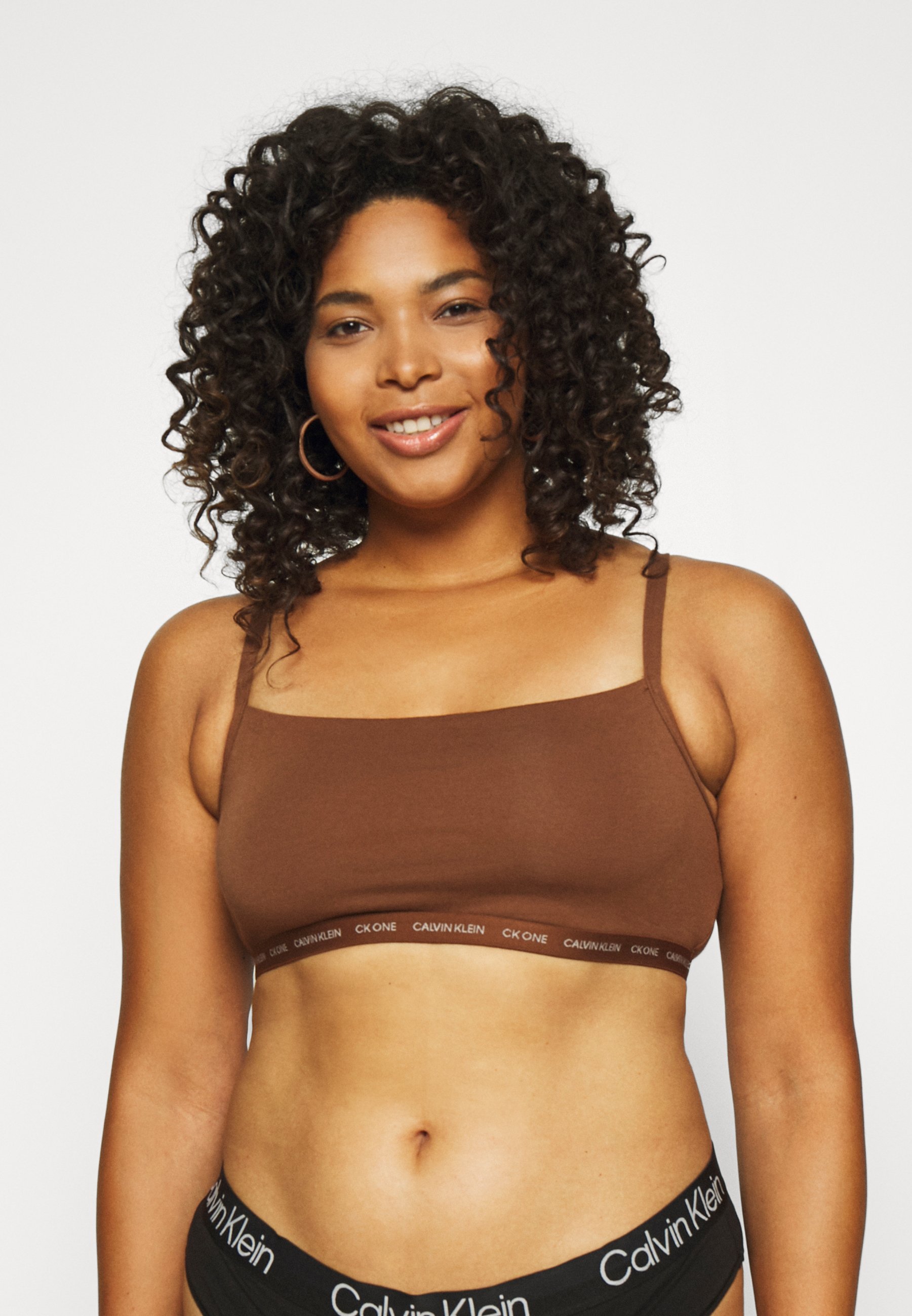 calvin klein black bralette and thong set