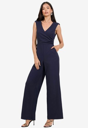 SLEEVELESS V-NECK MILITARY BUTTON - Jumpsuit - navy