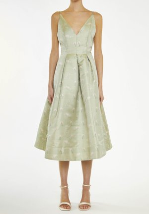 Cocktailjurk - green floral jacquard