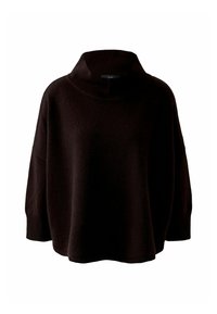 Schwarzer, übergroßer Pullover mit hohem, gefaltetem Kragen. Hergestellt aus weichem, strukturiertem Stoff. Verfügt über weite Ärmel und einen lockeren, komfortablen Schnitt.
