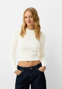 Bershka ROUND NECK  - Pulóver - beige