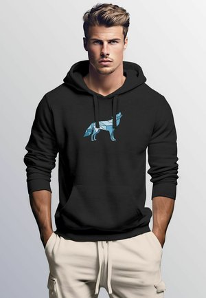 Neverless GEOMETRIE POLYGON TIERE WOLF MOTIV  FASHION STREETSTYLE - Kapuzenpullover - schwarz