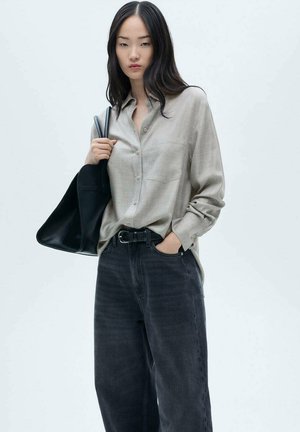 Overhemdblouse - mottled light grey