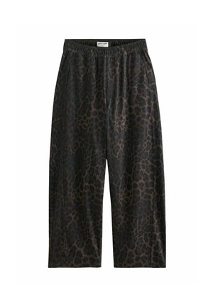 Next, PETITE FIT - BARREL LEG DENIM JERSEY TROUSERS - Wide Leg - leopard print