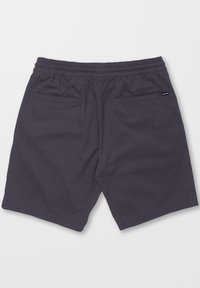 Dark gray shorts with an elastic waistband, two rear pockets, and a small logo tag on the side. Soft, smooth fabric texture.