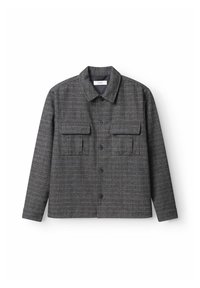 Hallitusplaatelistega hall bleiser, millel on nööpidega esikülg, kaks rinna taskut ja klassikaline krae. Valmistatud kergest kangast, millel on tekstureeritud viimistlus.