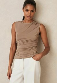 Reiss DANI STRETCH-RUCHED - Top - mocha brown