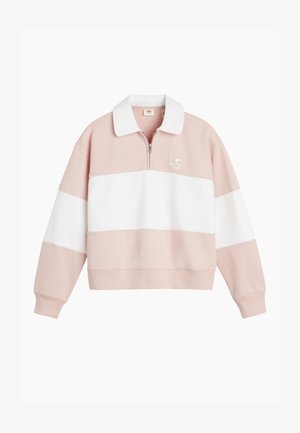 Σακάκι με λευκό και ροζ χρώμα, κοντό με ζιπ κουλόρ, που διαθέτει σχέδιο color-block και κεντημένο λογότυπο "LS" στο στήθος.