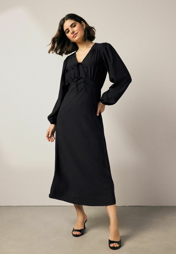 REGULAR FIT - LONG SLEEVE TIE FRONT MIDI  - Freizeitkleid